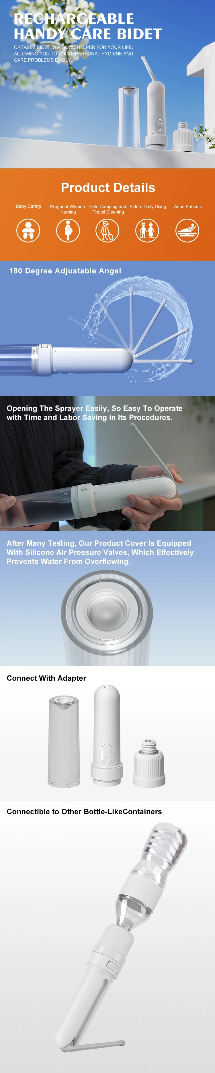 SB-9515B+C IPX7 portable electric travel bidet 1 / 2